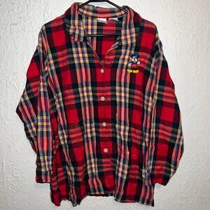 Vintage 90s Mickey Mouse The Disney Store Flannel Button Up Long Sleeve Shirt